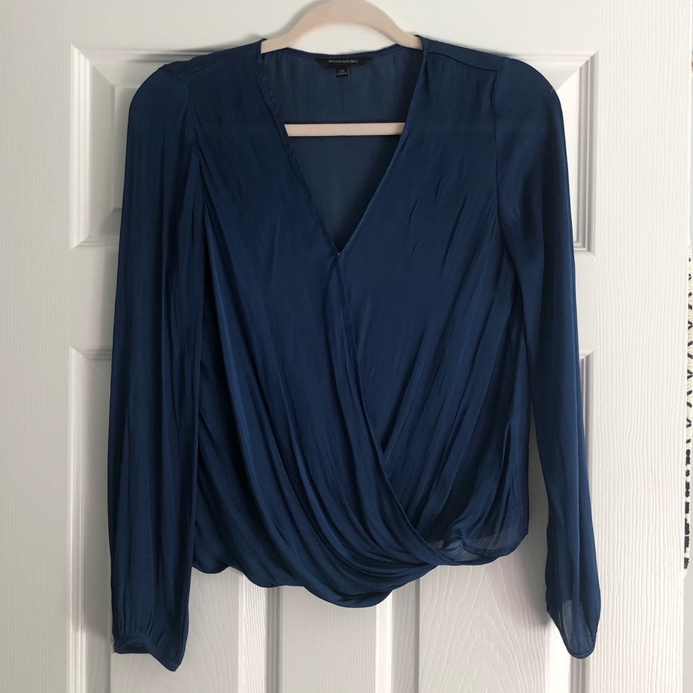 Hazy Blue Silky Blouse by Banana Republic